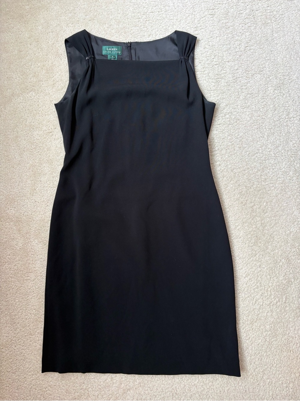 Lauren Ralph Lauren black sheath knee length cocktail dress beaded straps sz 6